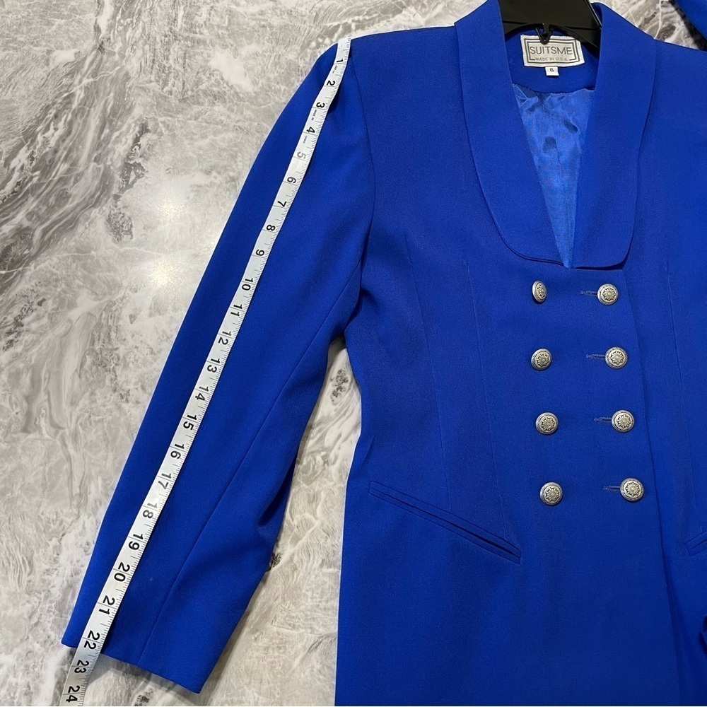 SUITSME Vintage Longline Blazer Jacket, Size 6 Royal Blue Preppy Academia Y2K - Picture 8 of 11